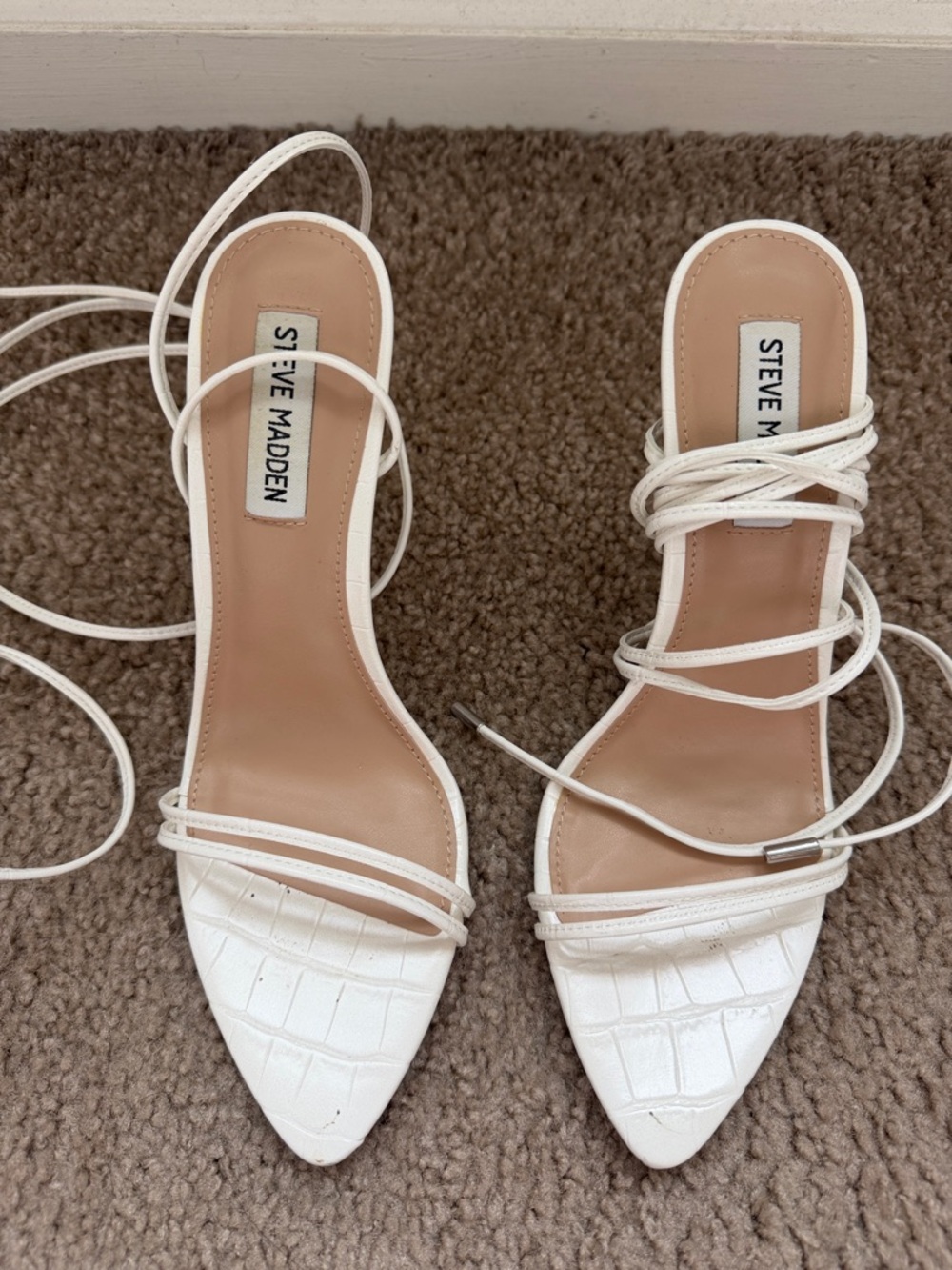 Steve Madden White Lace-Up Strappy Heels - Picture 3 of 13